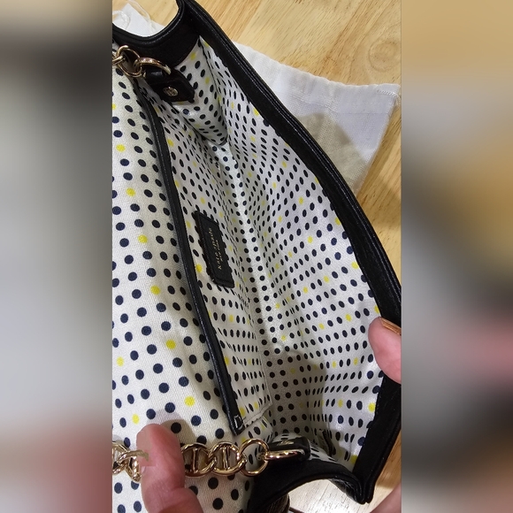 Kate Spade Black Leather 2 Way Clutch Shoulder Handbag Gold Chain & Dustbag EUC - Picture 16 of 16
